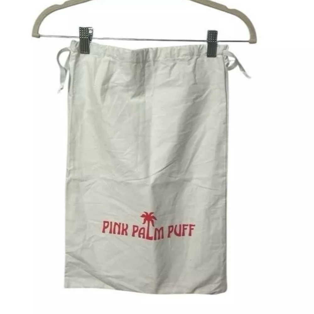 Pink Palm Puff Drawstring Duster Bag - New OS